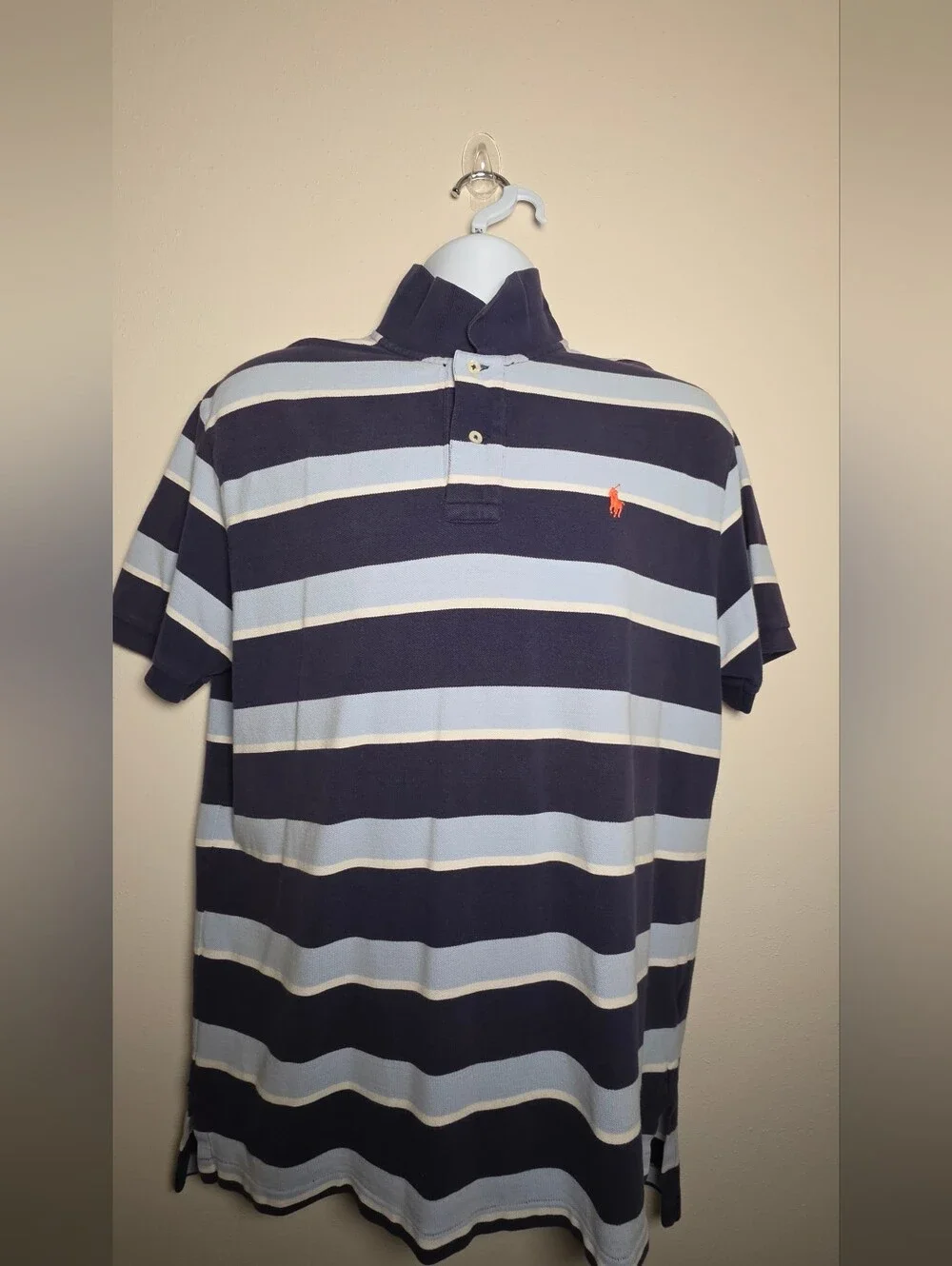 Bundle Of 4 Polo by Ralph Lauren Mens Blue Solid, Striped Cotton Polo Shirts